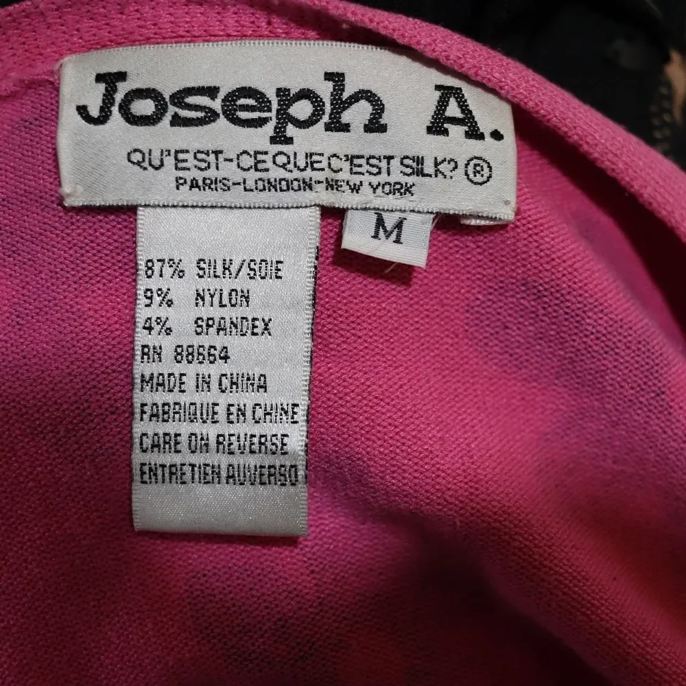 Joseph A. Qu'est Ce Bright Pink with Black Daisy Print Cardigan Sweater & Shell